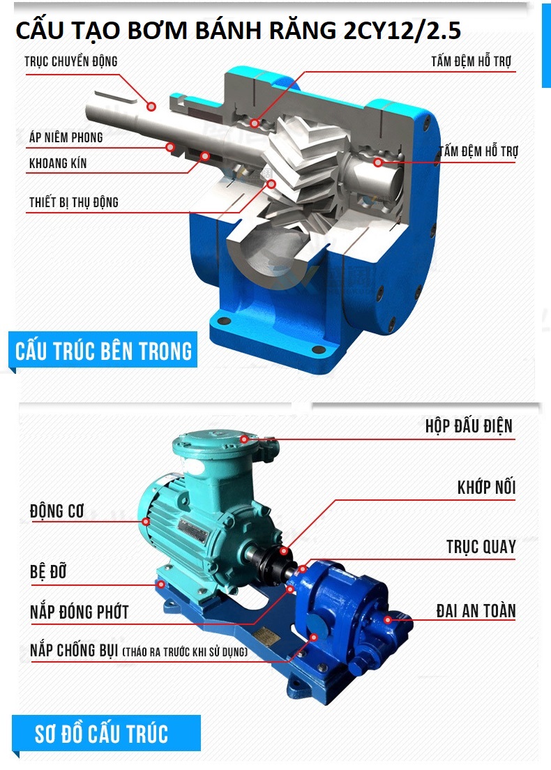 Cấu tạo bơm bánh răng 2CY12/2.5